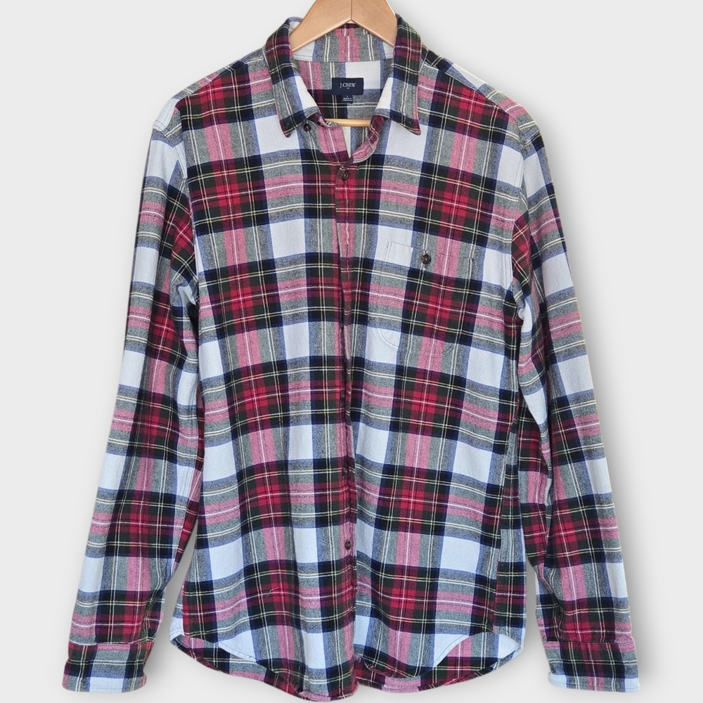 J. Crew Men's Casual Plaid Shirt - Red, Blue, and White